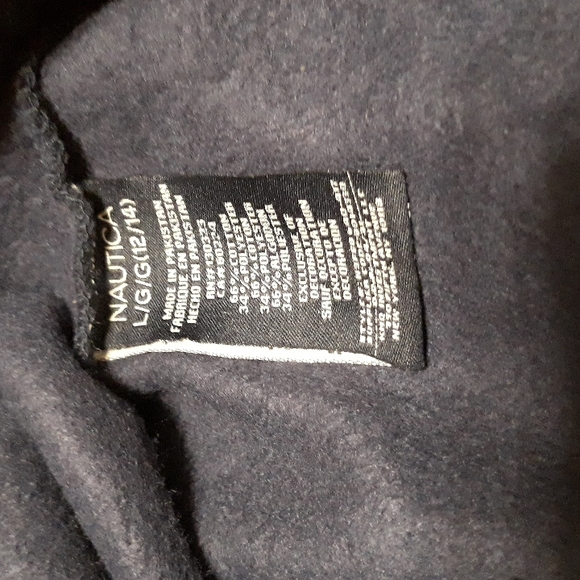 NWT Nautica Girl's fleece pullover hoodie- Navy (Peacoat) - Picture 4 of 6